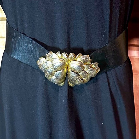 Abbe Creation Accessories - Vintage Leather/Suede & Brass Leaf Belt​​​